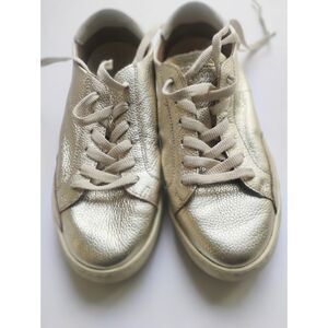 Gold Platinum Ibiza Classic Lace Up Sneakers Leather Upper by Soludos Womens 7.5